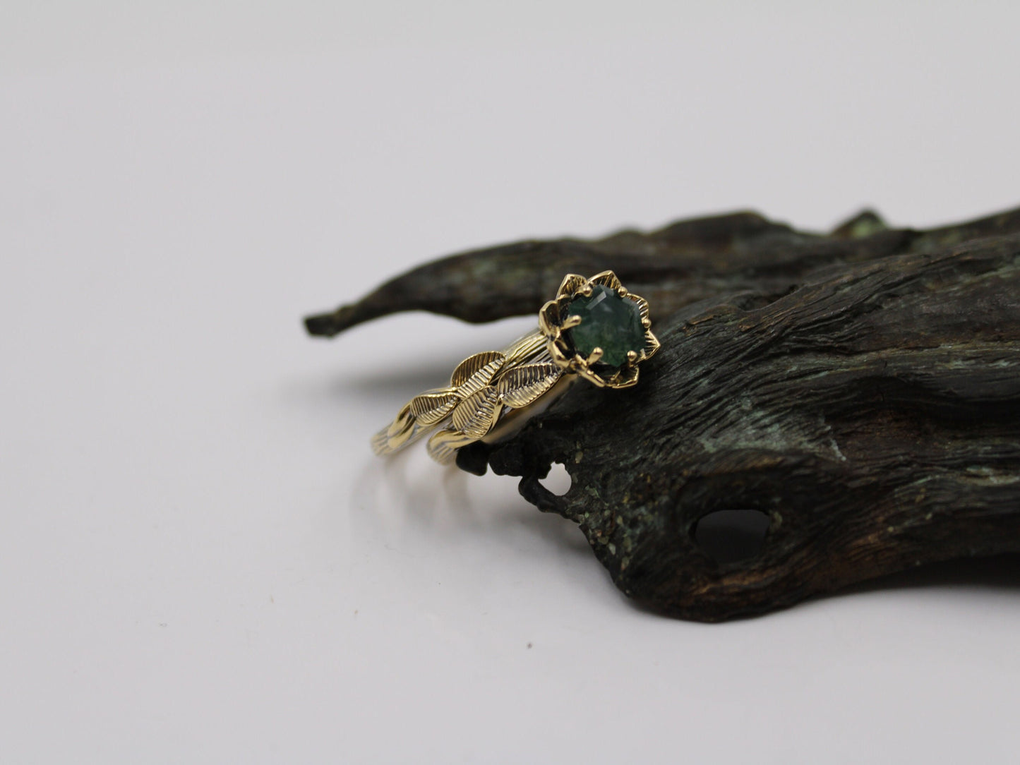 Moss Agate Lotus Bridal Set - JF Fantasy Jewelry