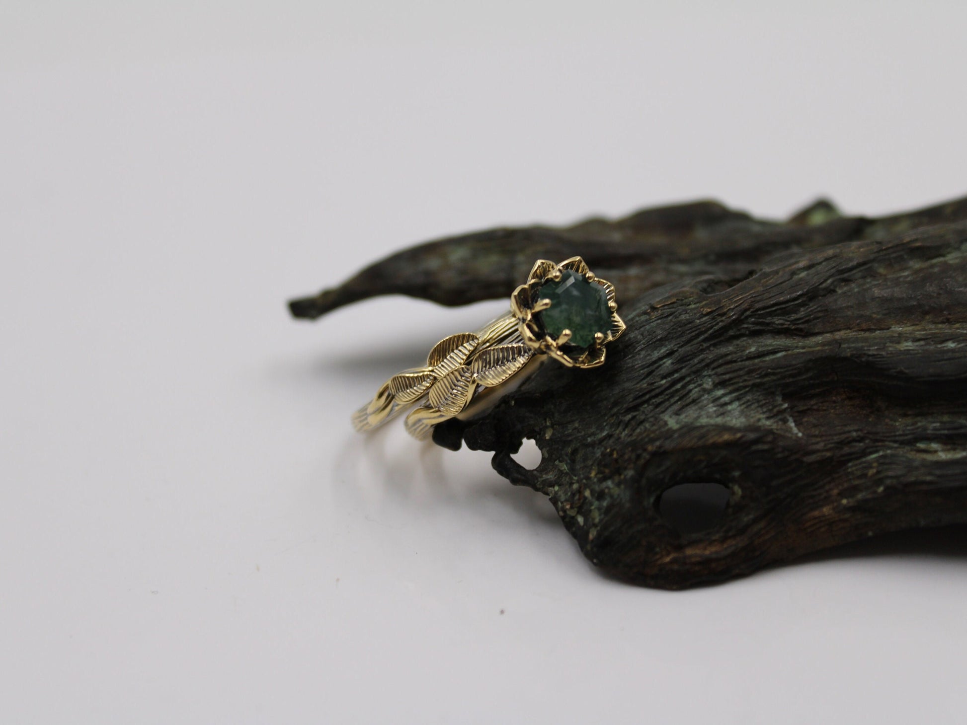 Moss Agate Lotus Bridal Set - JF Fantasy Jewelry