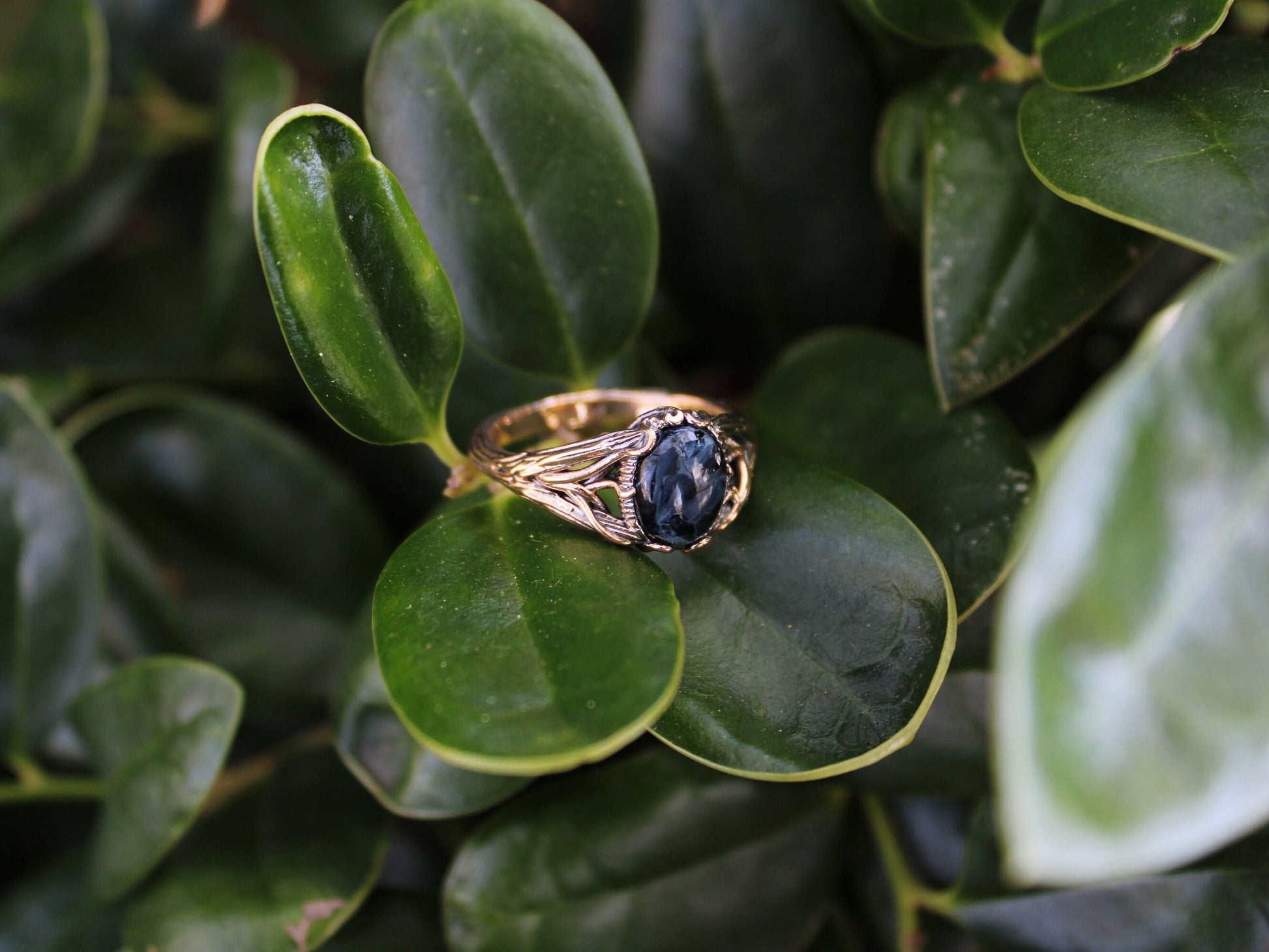 Golden Dark Swirl Vine Ring - JF Fantasy Jewelry
