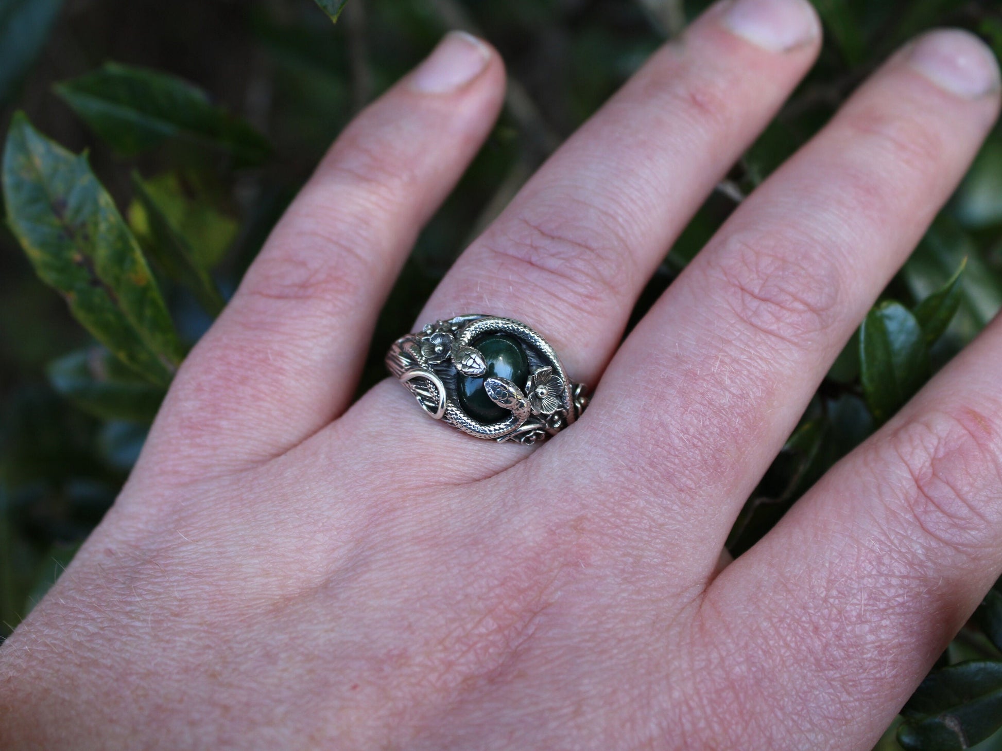 Bloodstone Circle of Snakes Ring - JF Fantasy Jewelry