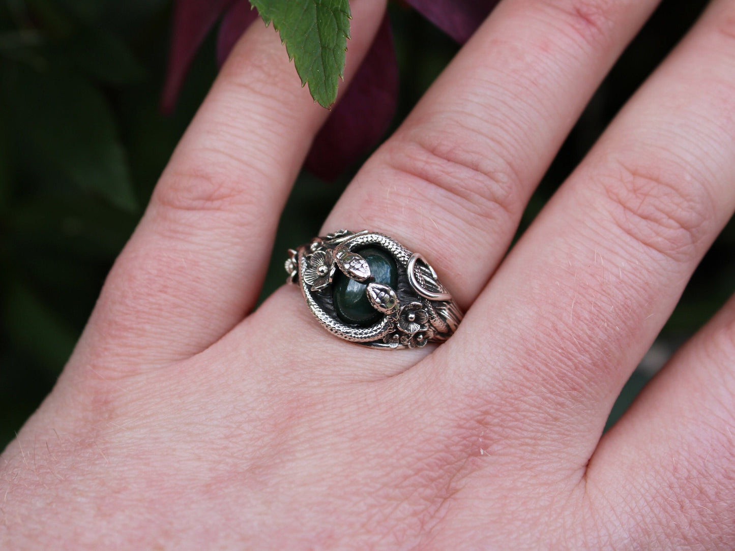 Bloodstone Circle of Snakes Ring - JF Fantasy Jewelry