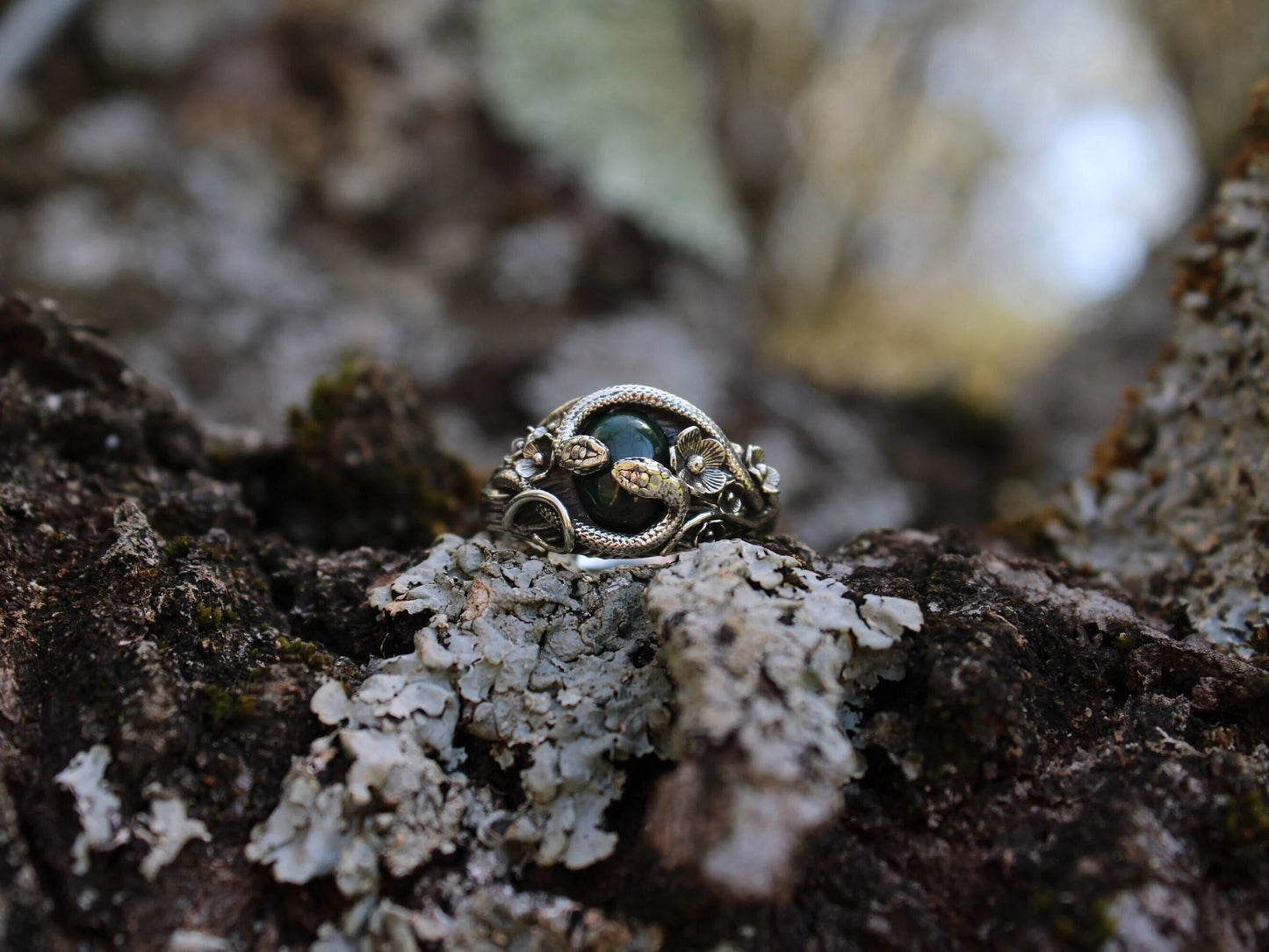 Bloodstone Circle of Snakes Ring