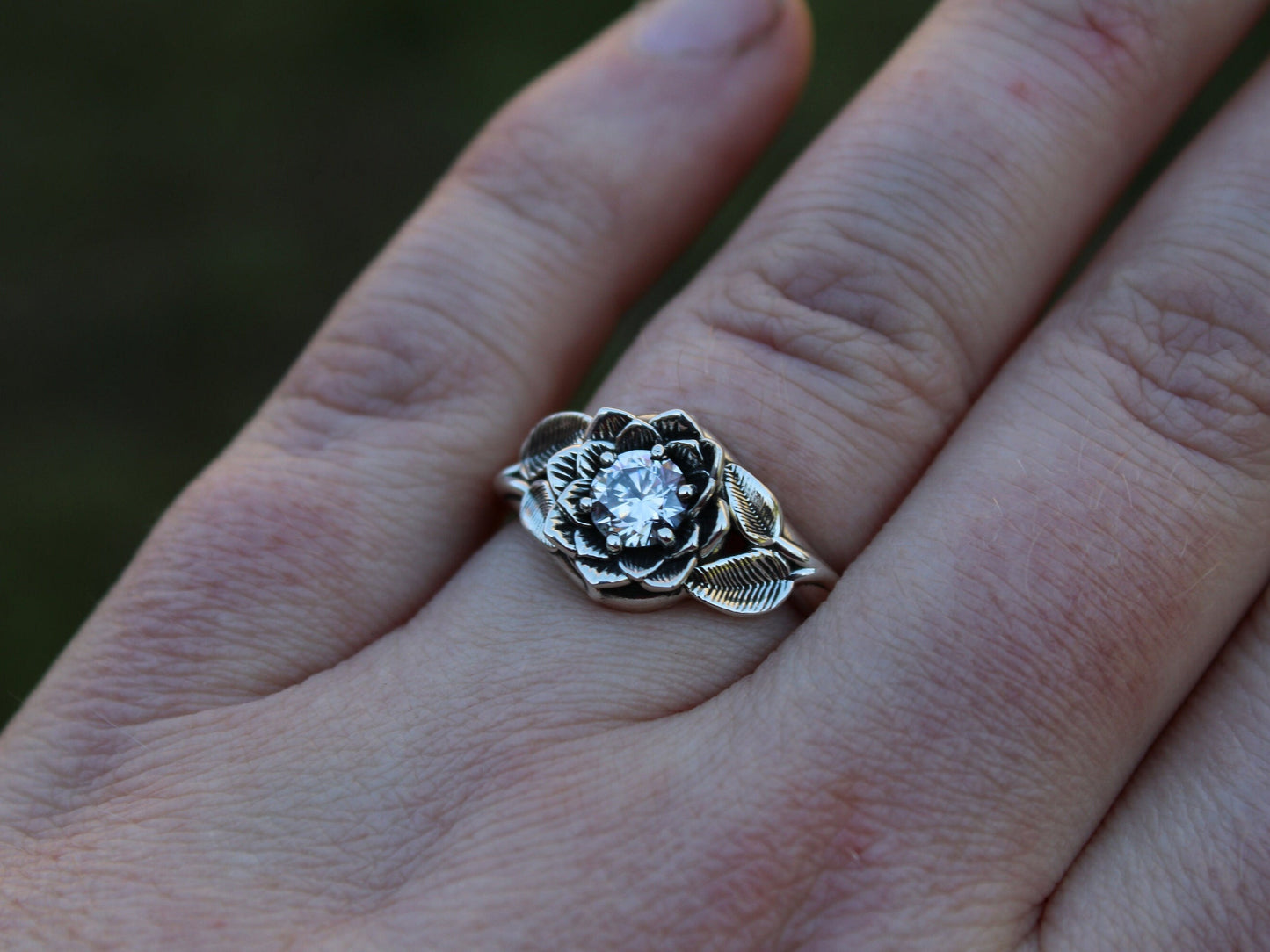 Radiant Bloom - Sterling Silver Moissanite Lotus Ring