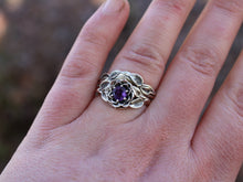 Load image into Gallery viewer, Radiant Bloom Set, Sterling Silver Amethyst Lotus Bridal Set
