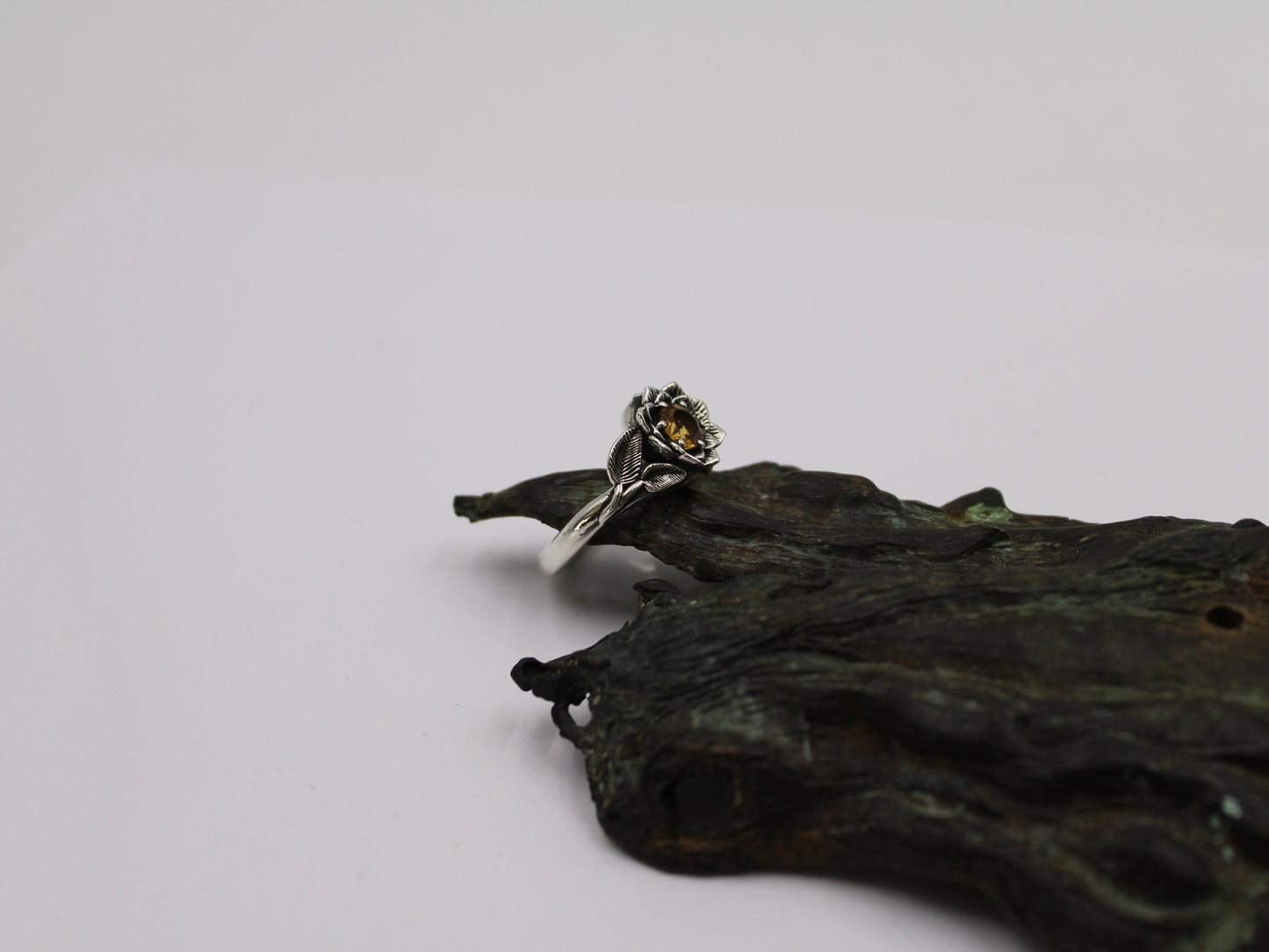 Radiant Bloom Set - Sterling Silver Citrine Lotus Bridal Set - JF Fantasy Jewelry