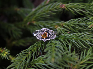 Radiant Bloom, Sterling Silver Citrine Lotus Ring