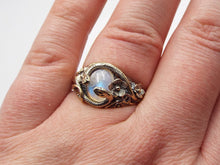 Load image into Gallery viewer, Moonstone Circle of Snakes Ring - JF Fantasy Jewelry
