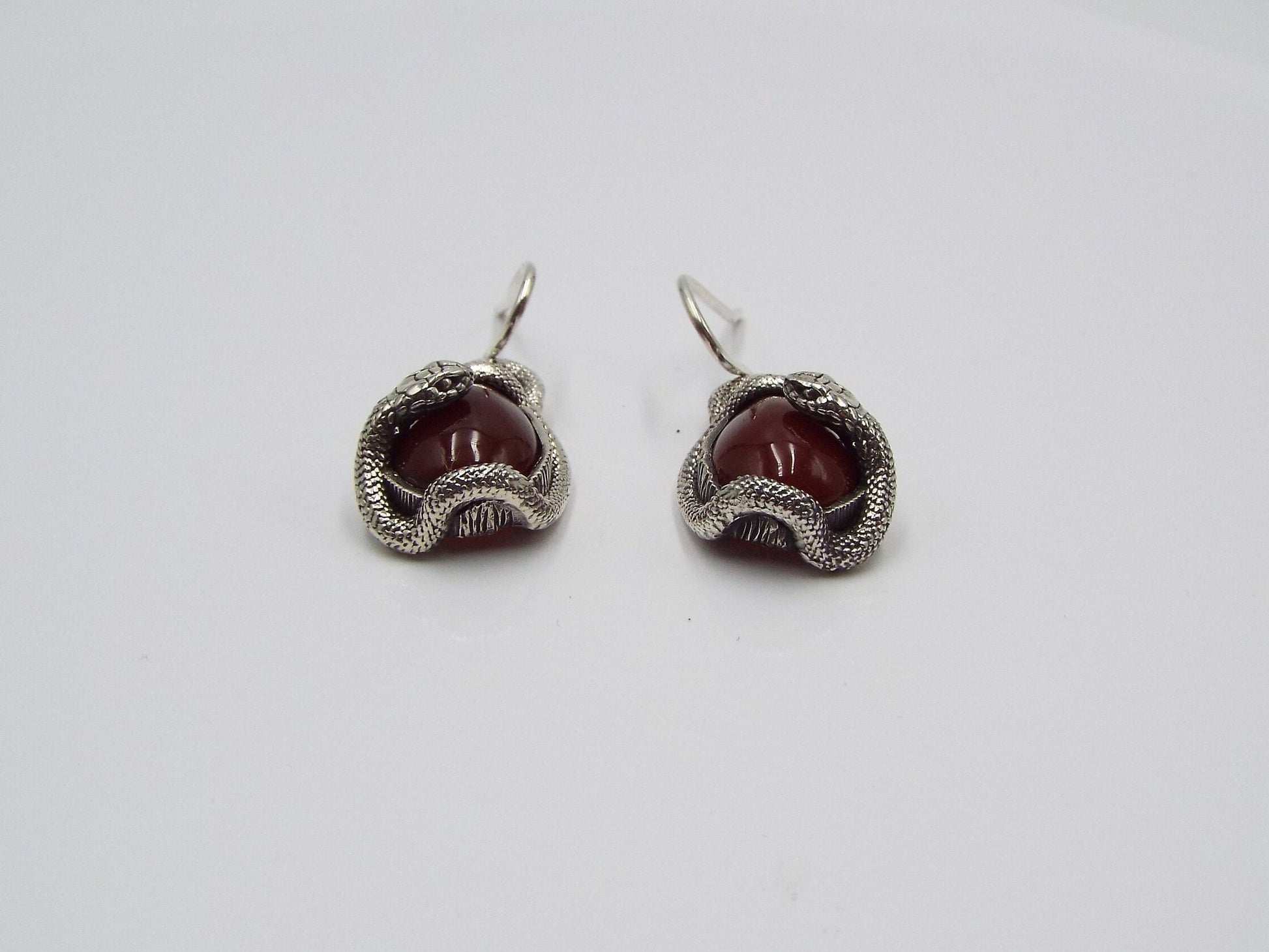 Carnelian Snake Earrings - JF Fantasy Jewelry