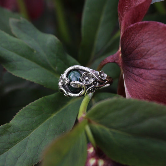 Bloodstone Circle of Snakes Ring - JF Fantasy Jewelry