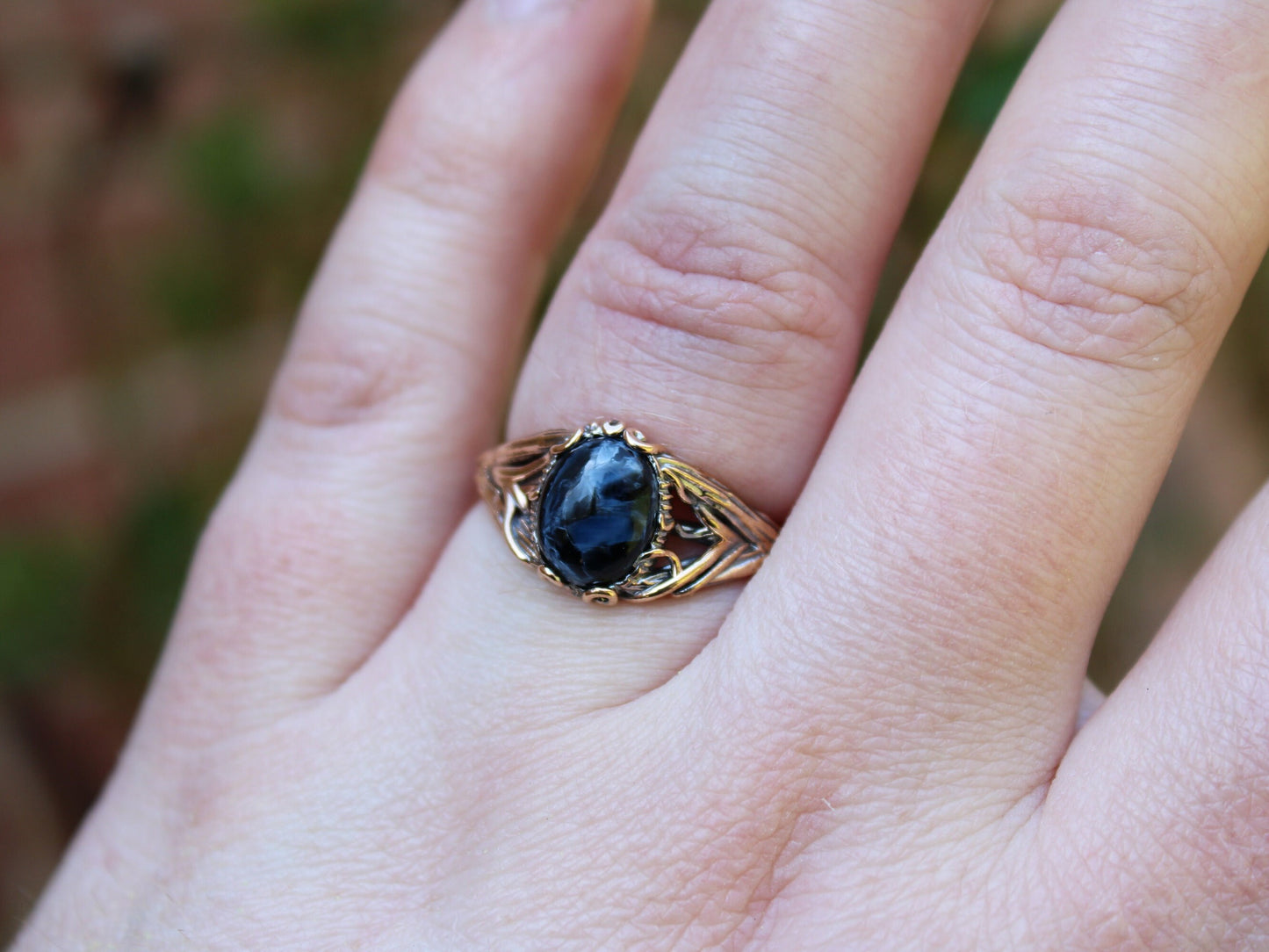 Golden Dark Swirl Vine Ring - JF Fantasy Jewelry