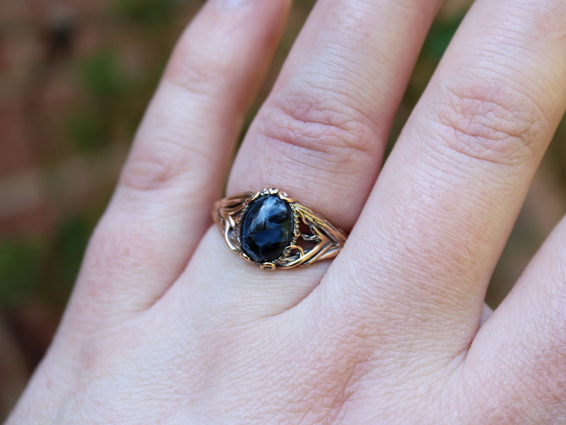 Golden Dark Swirl Vine Ring - JF Fantasy Jewelry