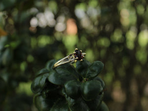 Petals and Shells, Garnet Gold Snail Engagement Ring