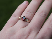 Load image into Gallery viewer, Petals and Shells, Garnet Gold Snail Engagement Ring
