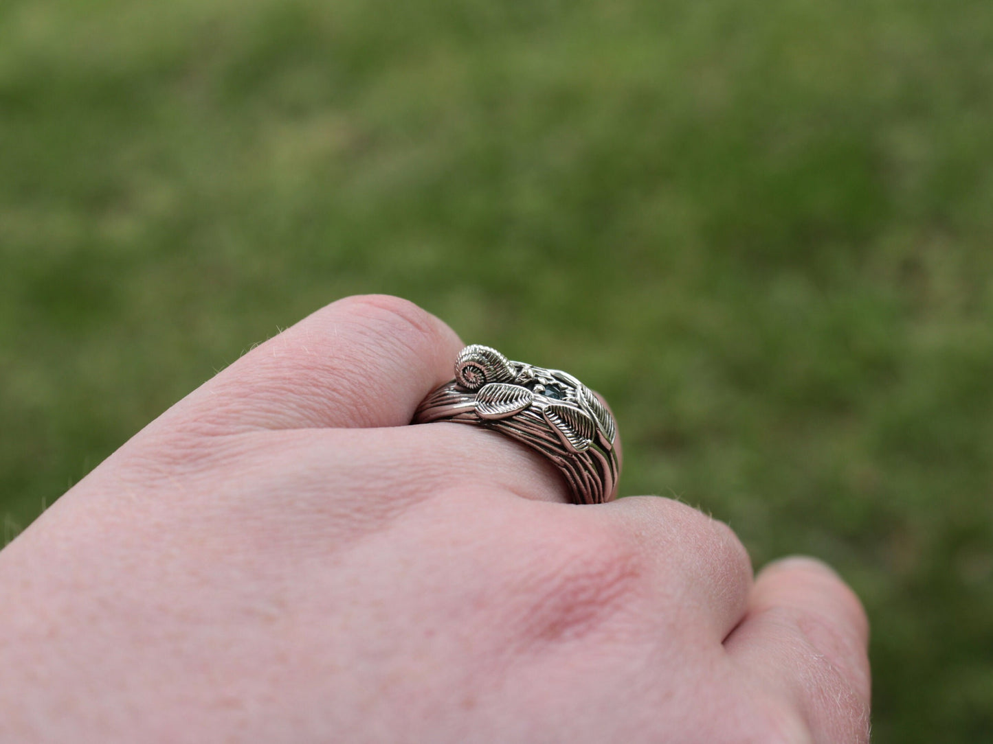 Tiny Sips - Leaf Snail Blue Topaz Ring