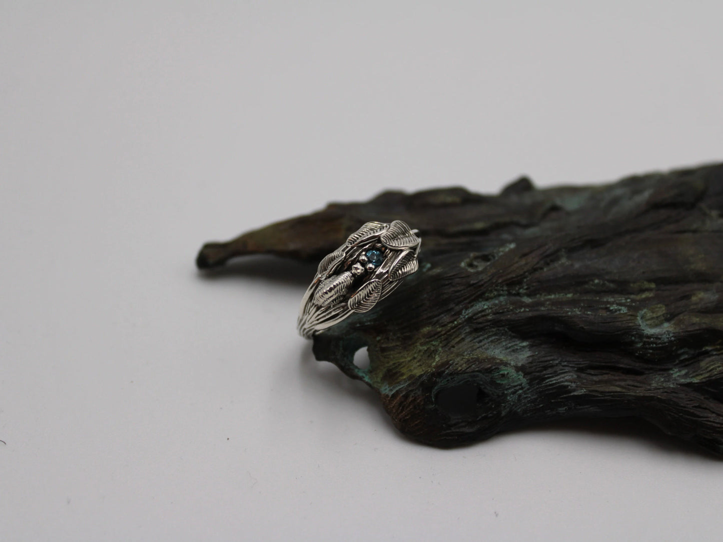 Tiny Sips - Leaf Snail Blue Topaz Ring - JF Fantasy Jewelry