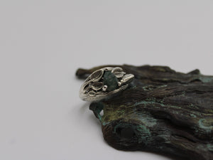 Garden Journey - Moss Agate Leaf Snail Ring