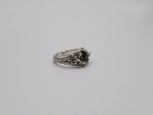 Floral Trails - Moss Agate Snail Ring