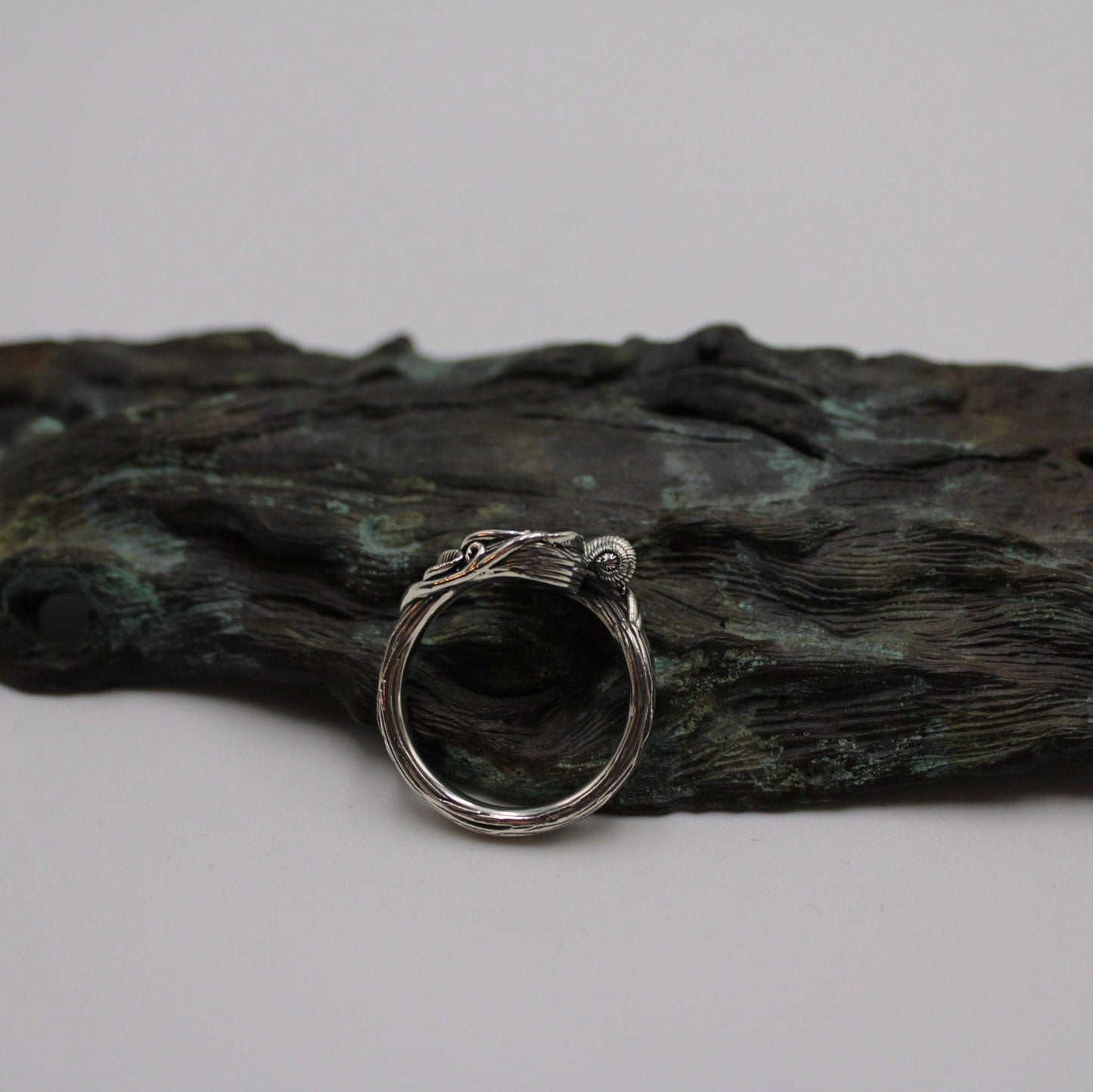 Leafy Trails - Garnet Snail Ring
