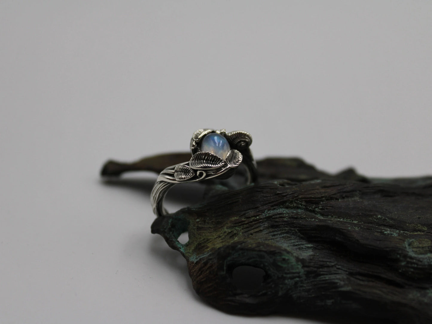 Leafy Trails - Moonstone Snail Ring
