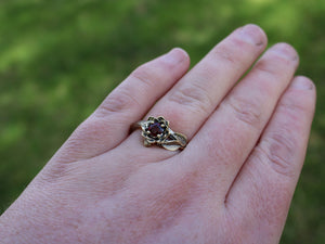 Sunset Petals, Ruby Gold Lotus Engagement Ring