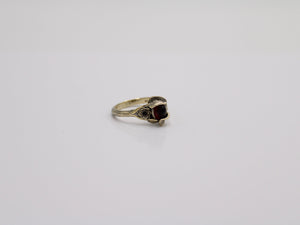 Lotus Leaf Dance, Garnet Gold Lotus Engagement Ring