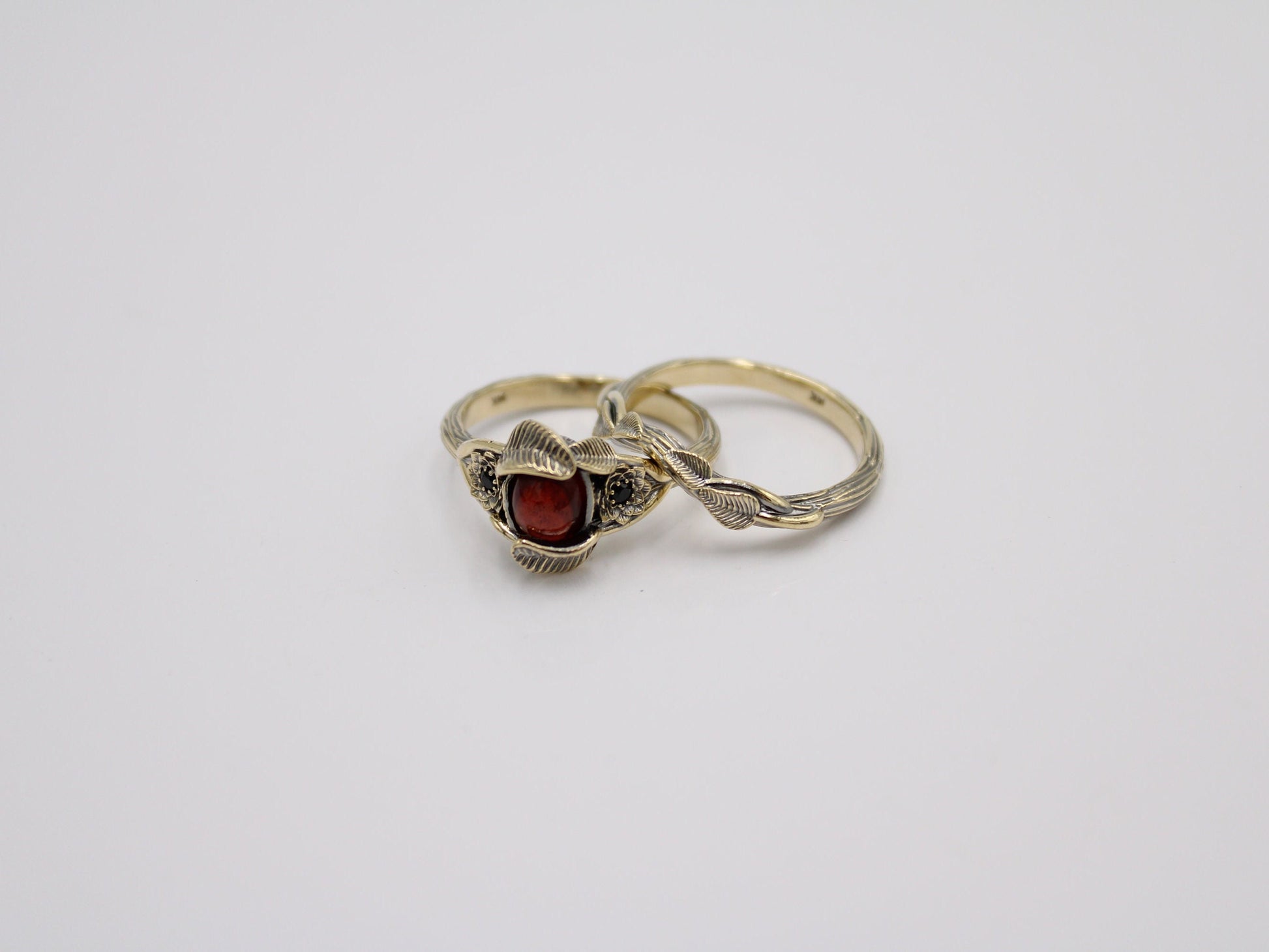 Lotus Leaf Dance Set, Garnet Lotus Bridal Set - JF Fantasy Jewelry