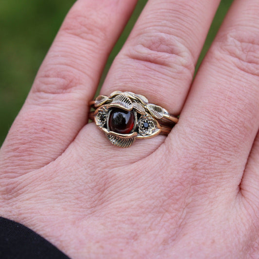 Lotus Leaf Dance Set, Garnet Lotus Bridal Set - JF Fantasy Jewelry