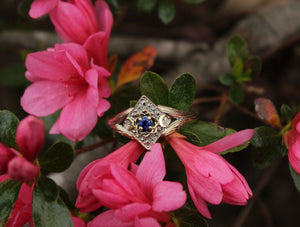 Lunar Bloom, Sapphire Gold Lotus Engagement Ring