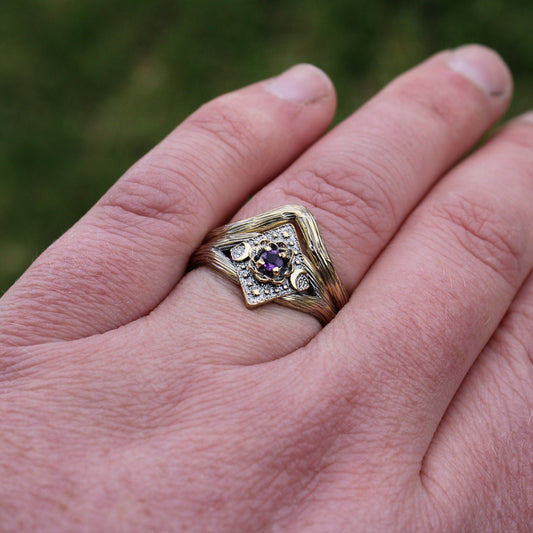 Lunar Bloom, Amethyst Lotus Bridal Set - JF Fantasy Jewelry