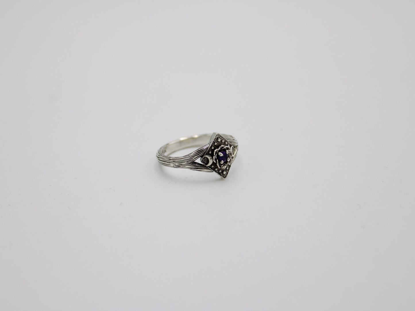 Lunar Bloom - Amethyst Lotus Engagement Ring