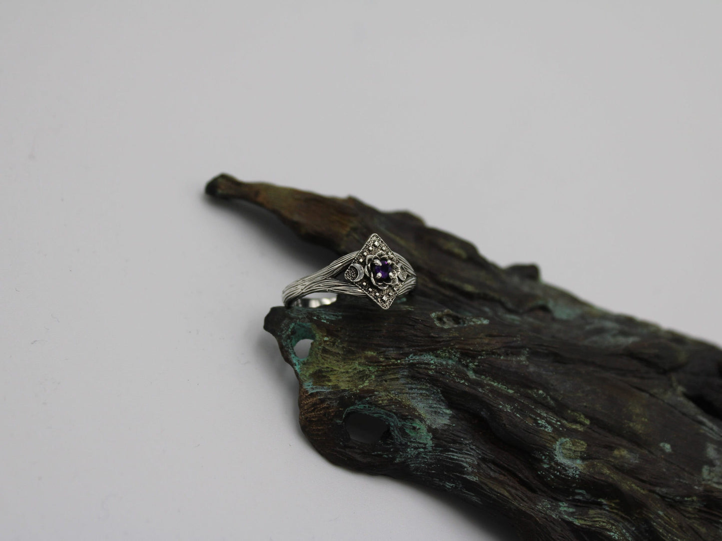 Lunar Bloom - Amethyst Lotus Engagement Ring