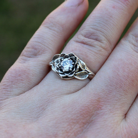 Radiant Bloom - Sterling Silver Moissanite Lotus Ring