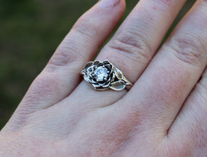 Radiant Bloom, Sterling Silver Moissanite Lotus Ring