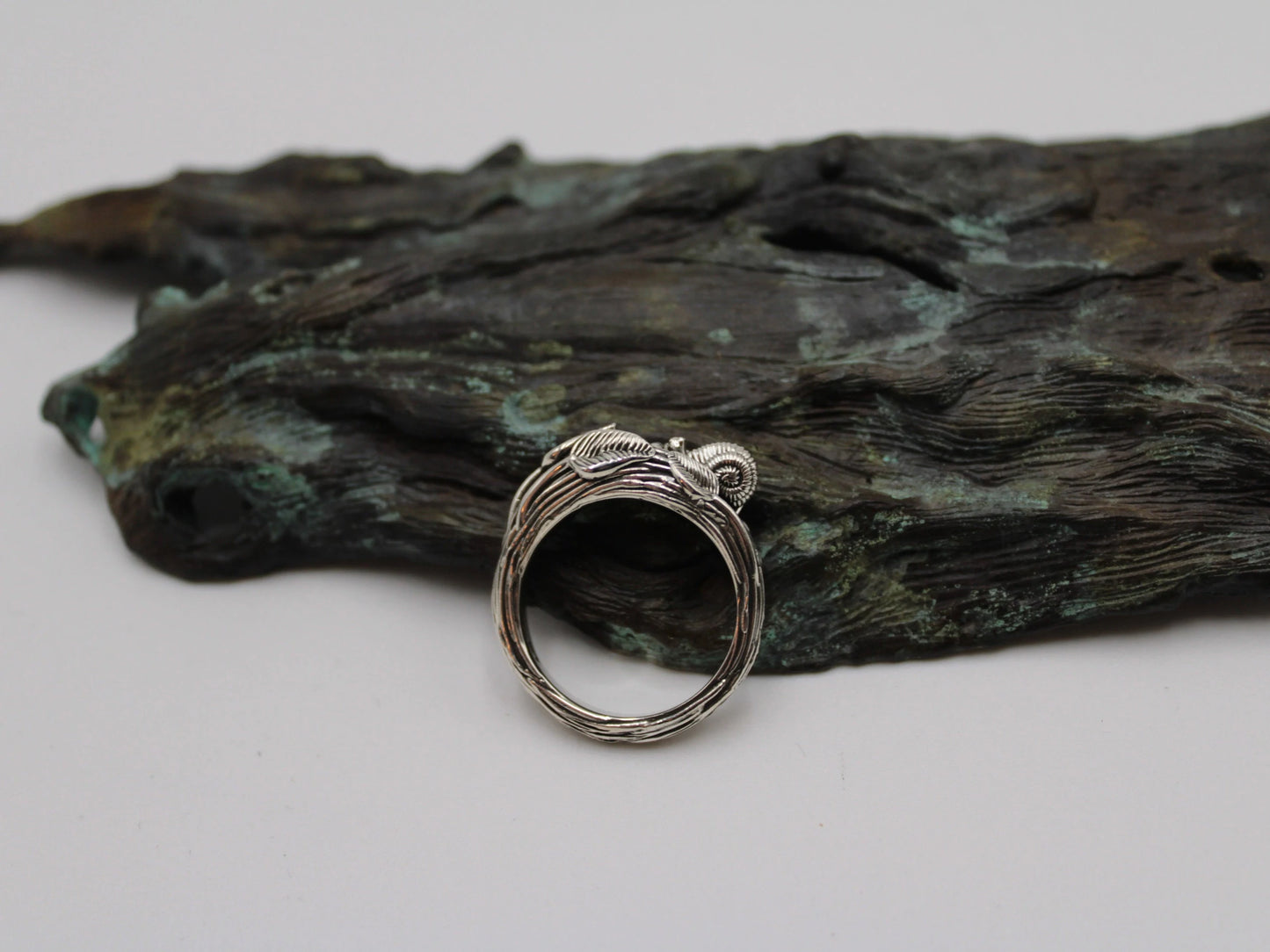 Tiny Sips - Leaf Snail Blue Topaz Ring - JF Fantasy Jewelry