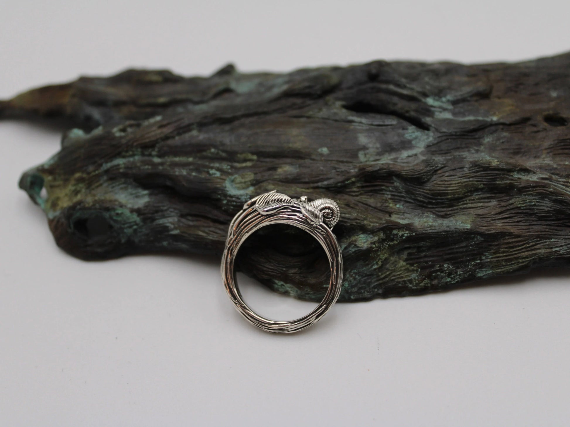 Tiny Sips - Leaf Snail Blue Topaz Ring - JF Fantasy Jewelry