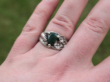 Load image into Gallery viewer, Floral Trails - Moss Agate Snail Ring
