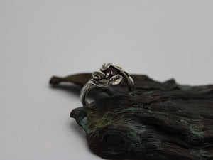 Leafy Trails - Garnet Snail Ring