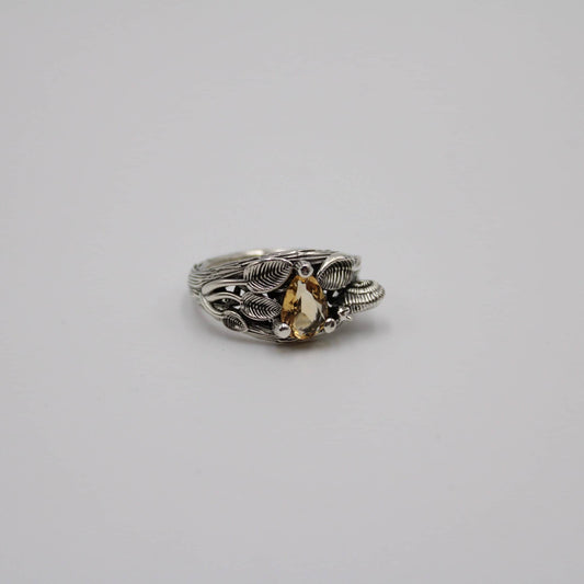 Garden Journey - Citrine Leaf Snail Ring - JF Fantasy Jewelry