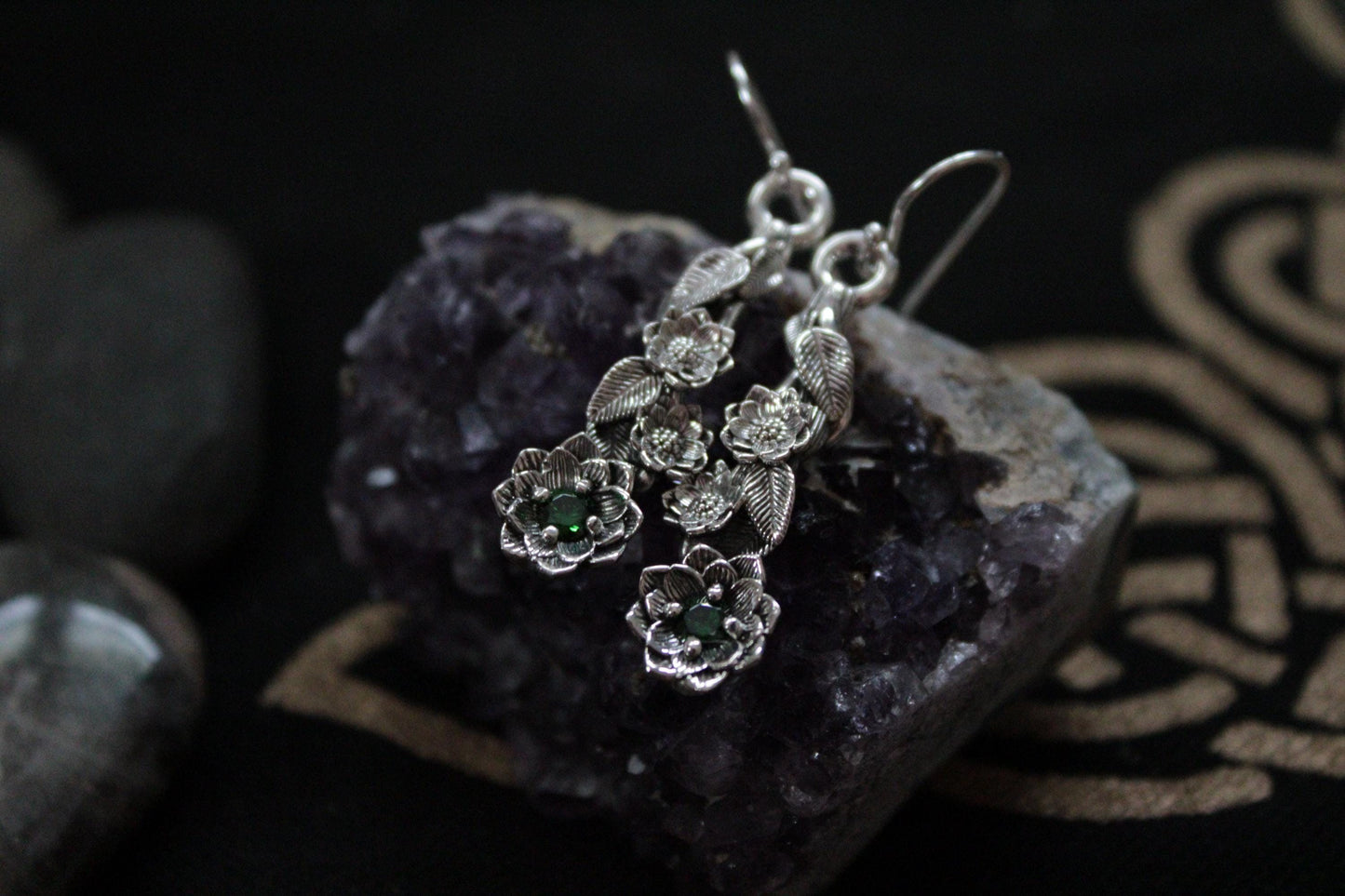 Lotus Green CZ Earrings