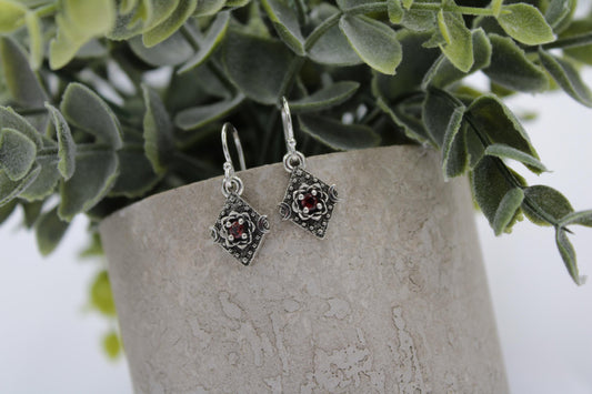 Lunar Bloom Garnet Lotus Earrings