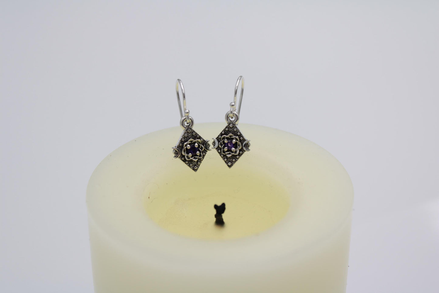 Lunar Bloom Amethyst Lotus Earrings
