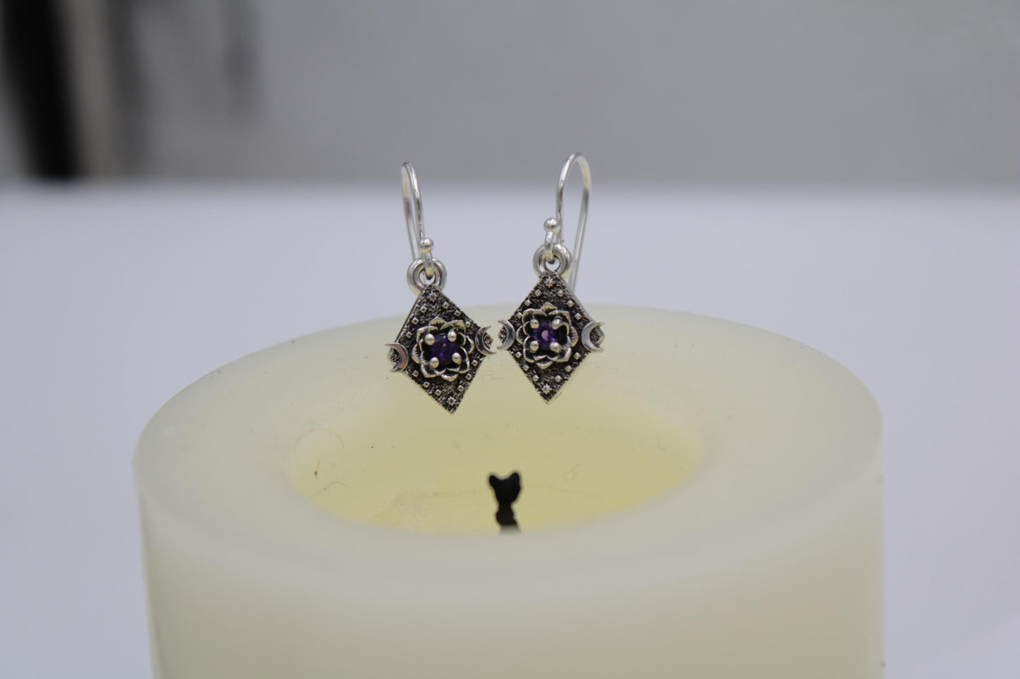 Lunar Bloom Amethyst Lotus Earrings
