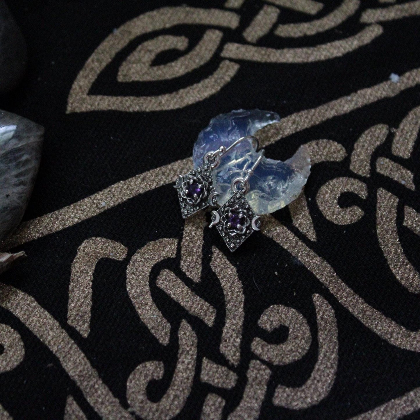 Lunar Bloom Amethyst Lotus Earrings