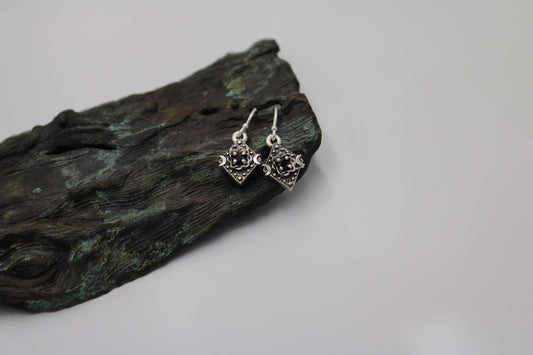 Lunar Bloom Black Spinel Lotus Earrings