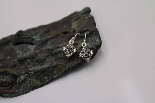Lunar Bloom Amethyst Lotus Earrings