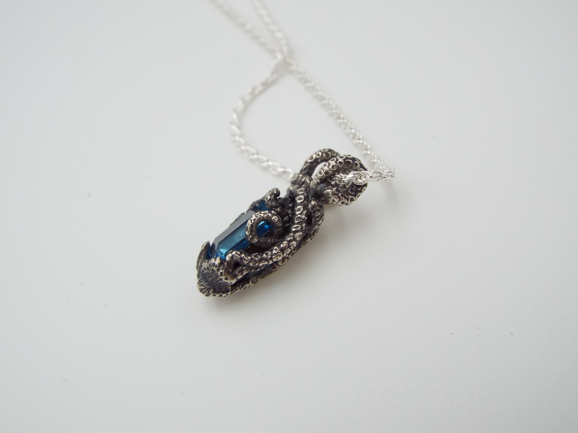 Kraken Blue Topaz Radiant Pendant - JF Fantasy Jewelry