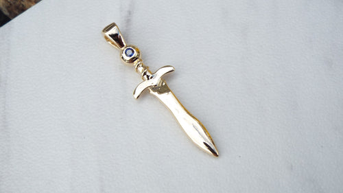 Guardian Sword 14k Yellow gold pendant - JF Fantasy Jewelry