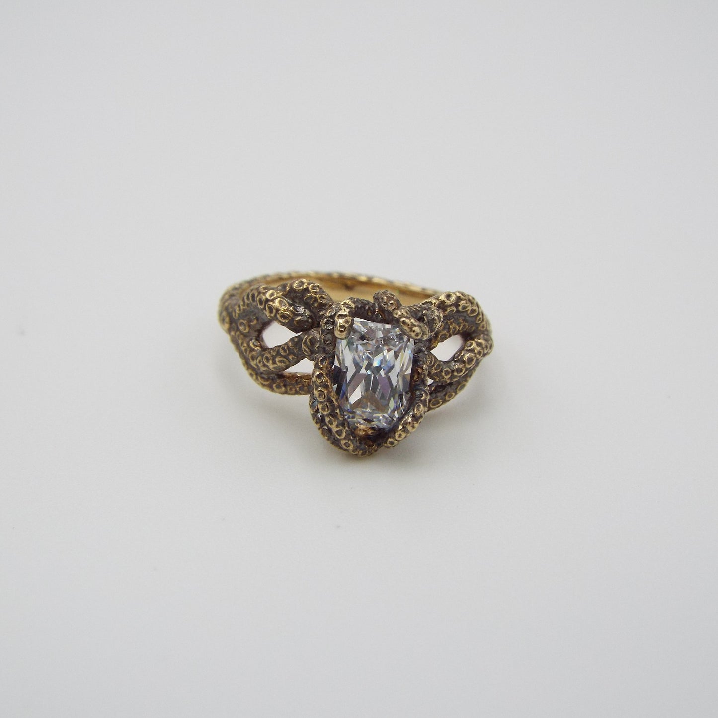 Radiant Cut Moissanite Fantasy Engagement ring in 14k Yellow gold - JF Fantasy Jewelry