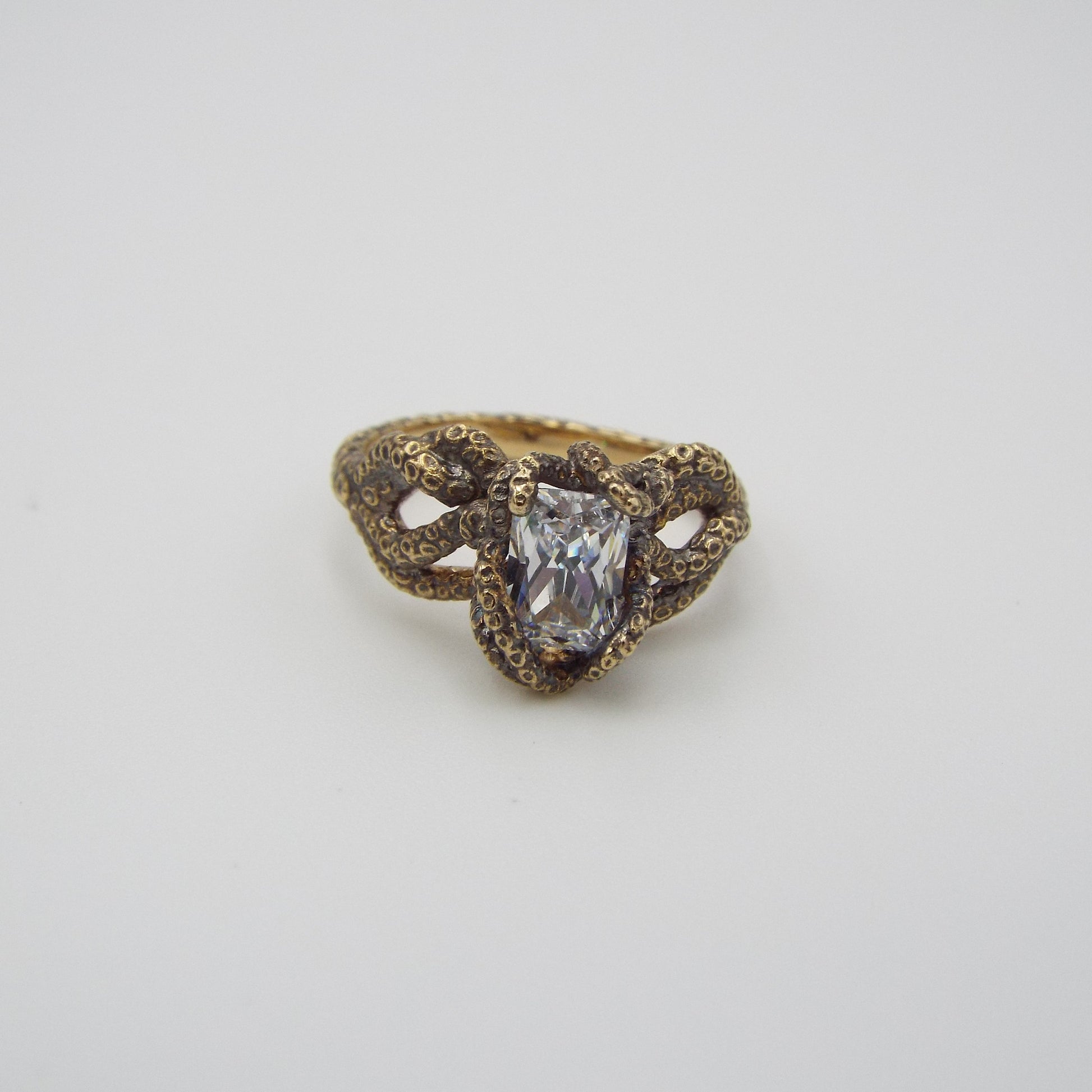 Radiant Cut Moissanite Fantasy Engagement ring in 14k Yellow gold - JF Fantasy Jewelry