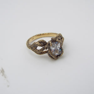 Radiant Cut Moissanite Fantasy Engagement ring in 14k Yellow gold - JF Fantasy Jewelry